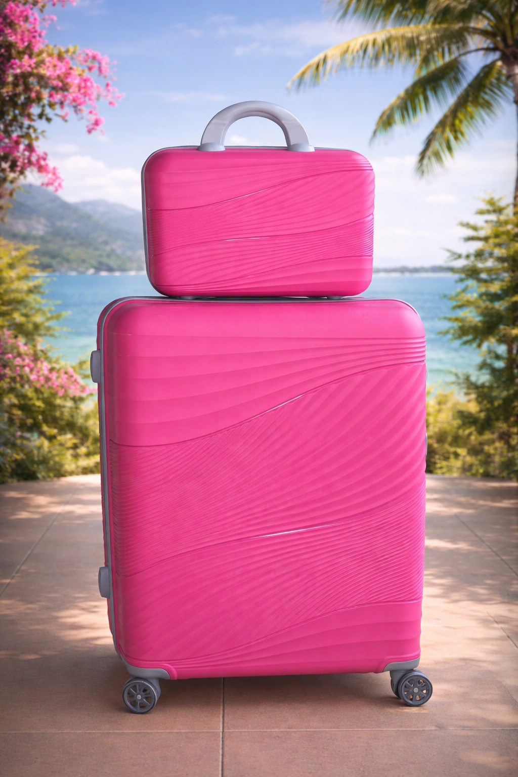 Luxury 2-Piece Travel Luggage Set - Hard Shell Suitcase & Carry-On Case