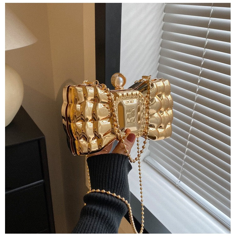 Metallic Dome Evening Clutch