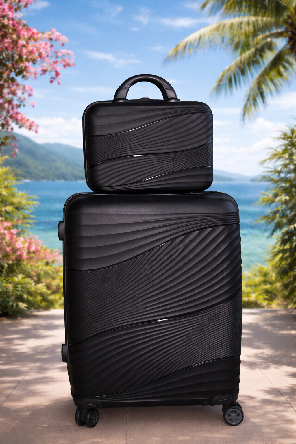 Luxury 2-Piece Travel Luggage Set - Hard Shell Suitcase & Carry-On Case