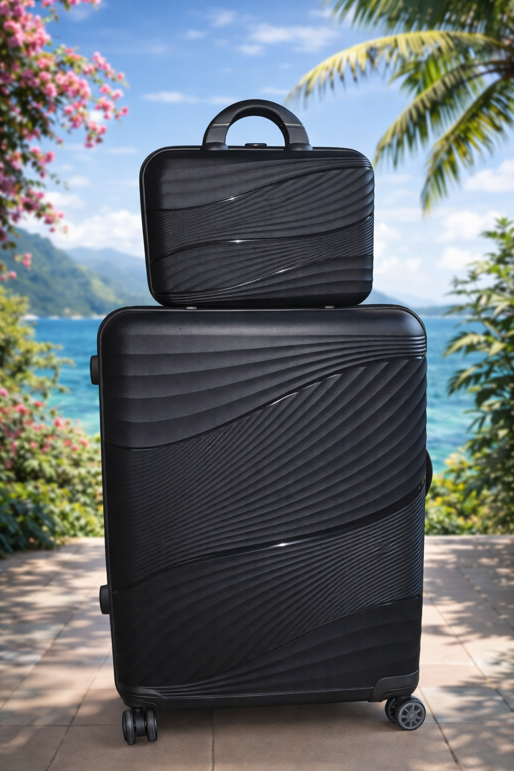 Luxury 2-Piece Travel Luggage Set - Hard Shell Suitcase & Carry-On Case