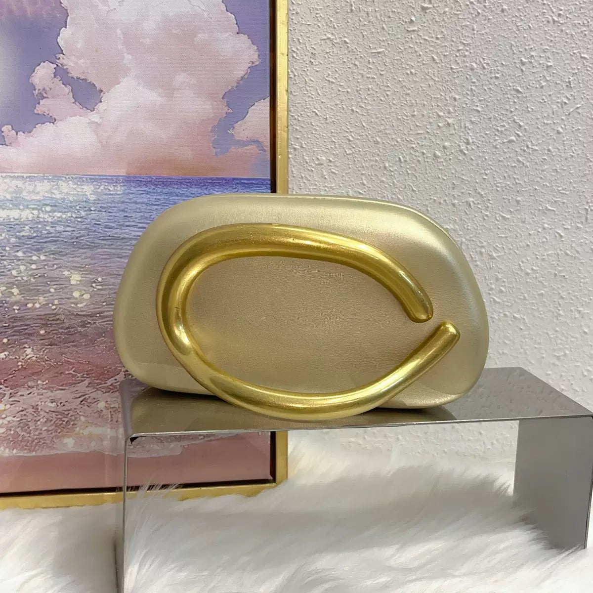 Luxury Beaded Handle Clutch Bag