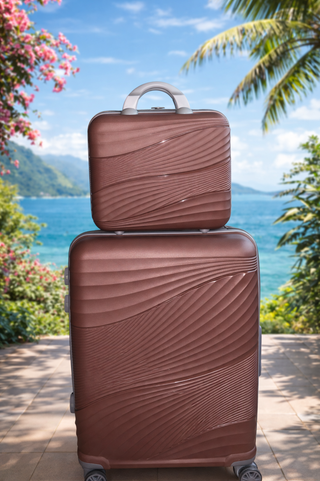 Luxury 2-Piece Travel Luggage Set - Hard Shell Suitcase & Carry-On Case