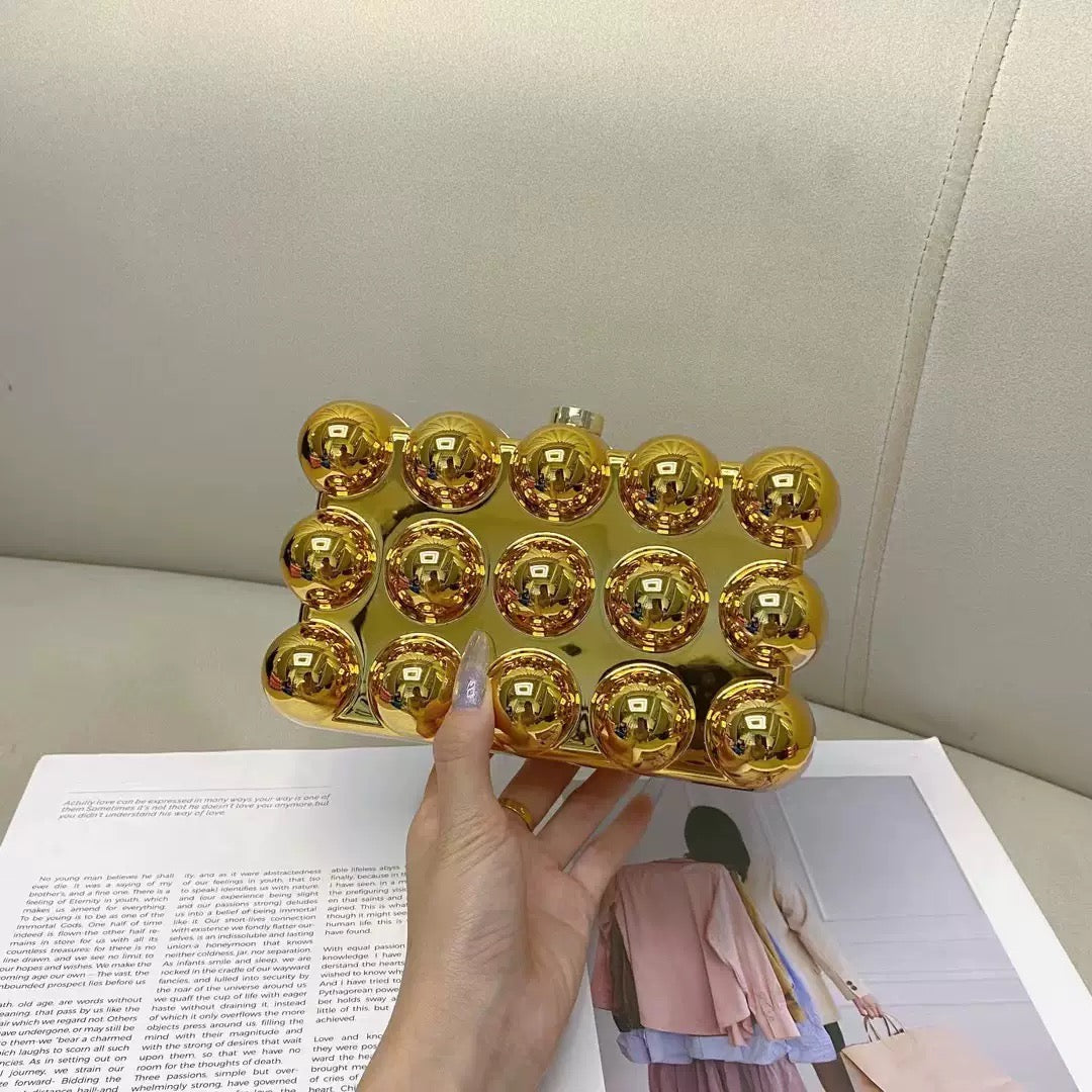 Metallic Dome Evening Clutch