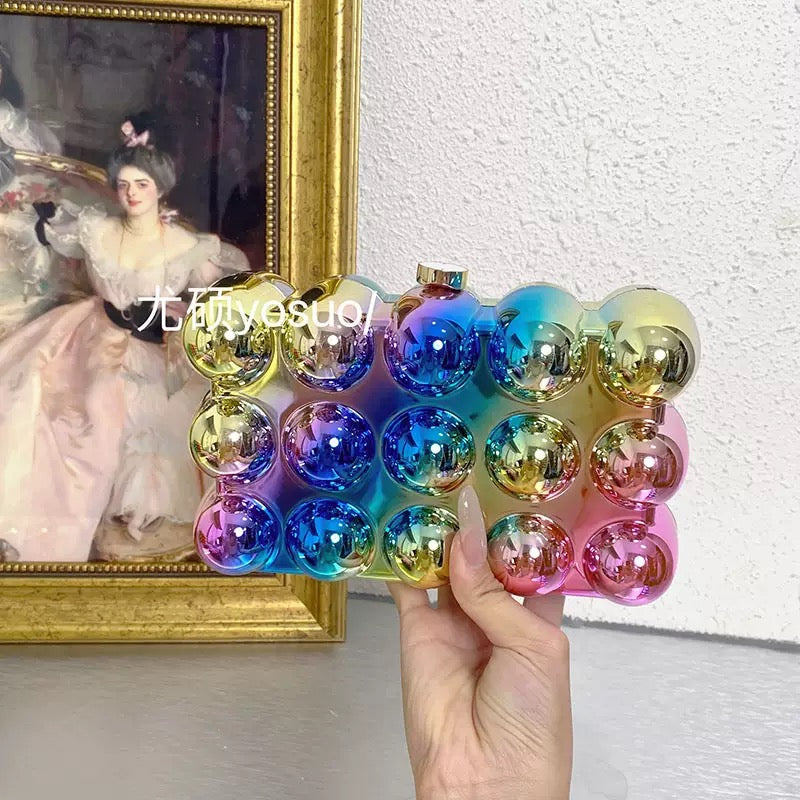 Metallic Dome Evening Clutch